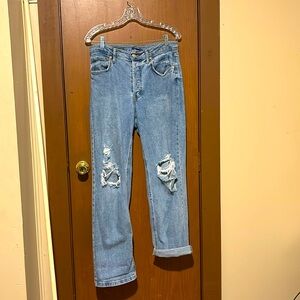 Wild fable size 10 ripped mom jeans high rise light wash